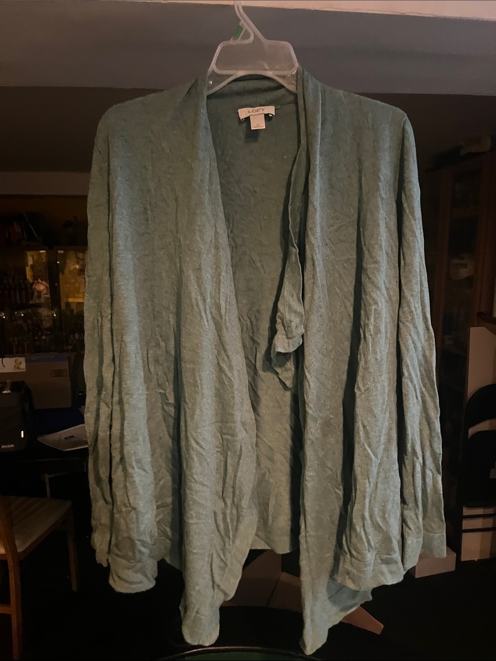 LOFT Open-Front Lightweight Cardigan in Sage Green